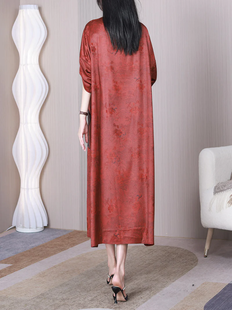 Look At The Sky Round Neck Loose A-line Dress - Image 5