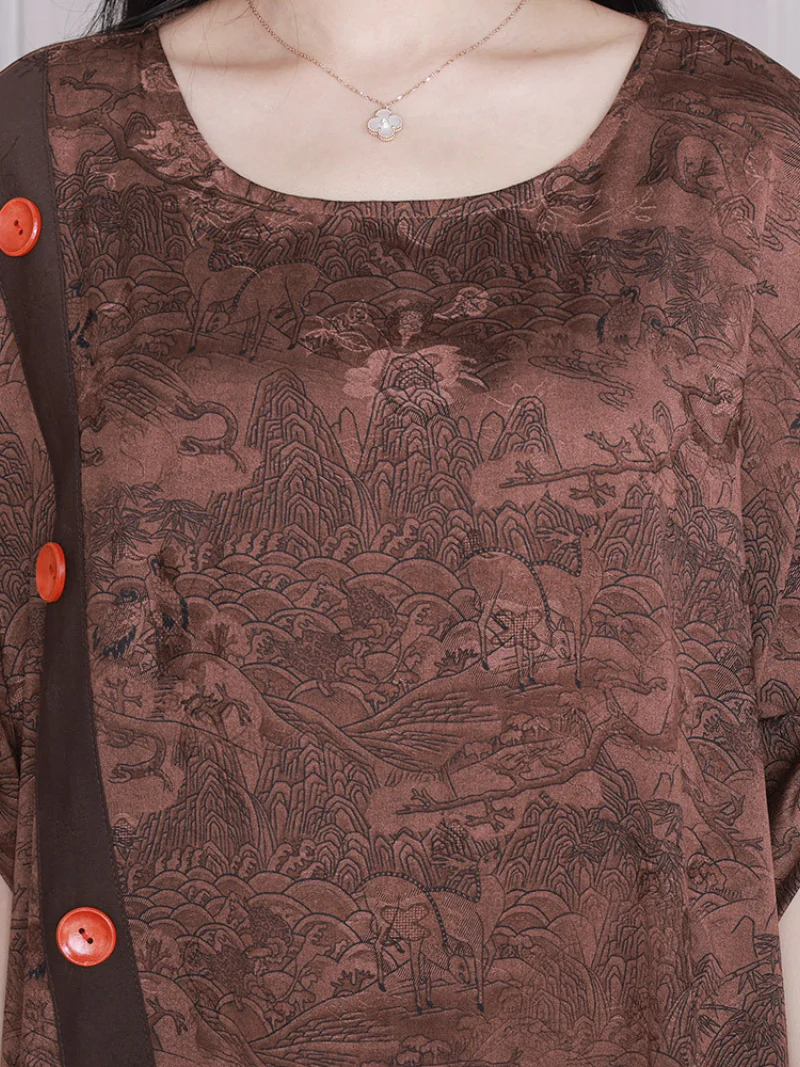 Look At The Sky Round Neck Loose A-line Dress - Image 6