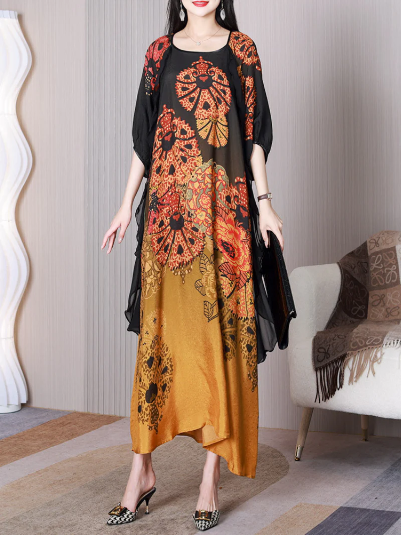 Look At The Stars Round Neck A-line Dress - Image 3