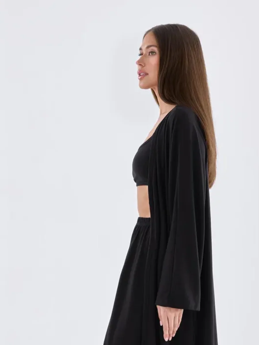 Loose camisole cardigan long pants three-piece set - Image 4