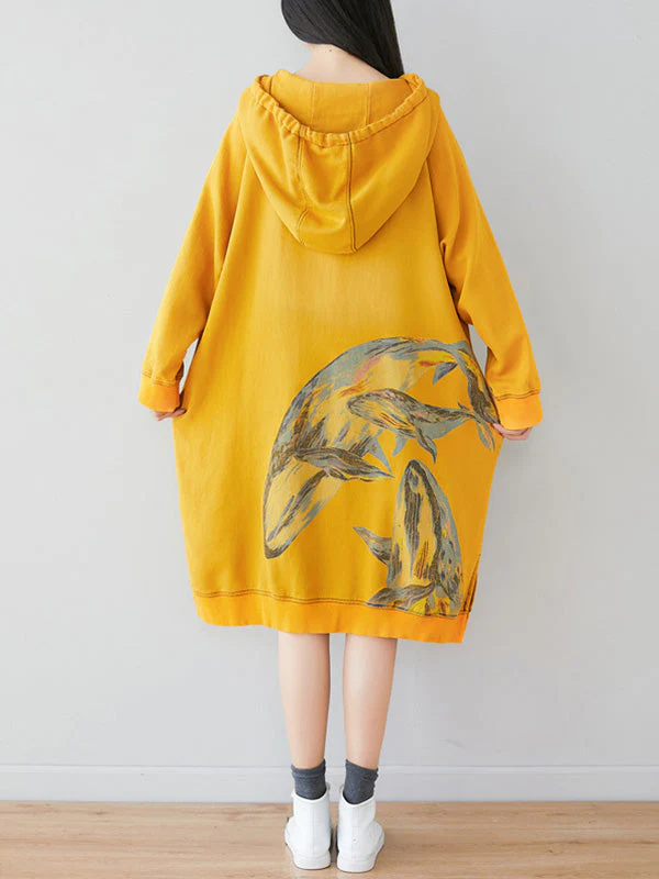 Loose Ethnic Floral Hooded Sweatshirt Dress - Image 8