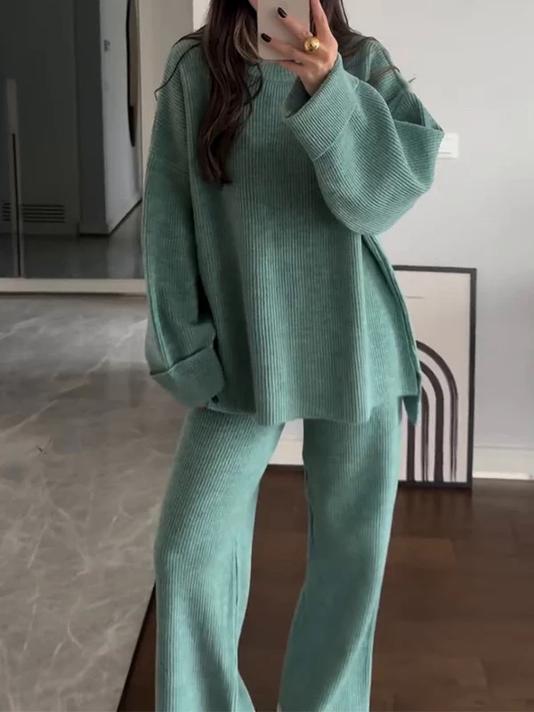 Loose-fit solid-color knitwear set - Image 6