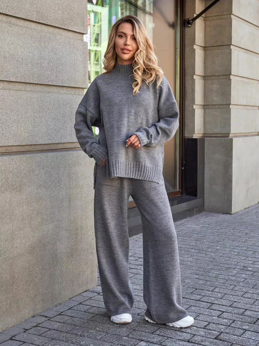 Loose-fitting long pants and knitwear set - Image 3