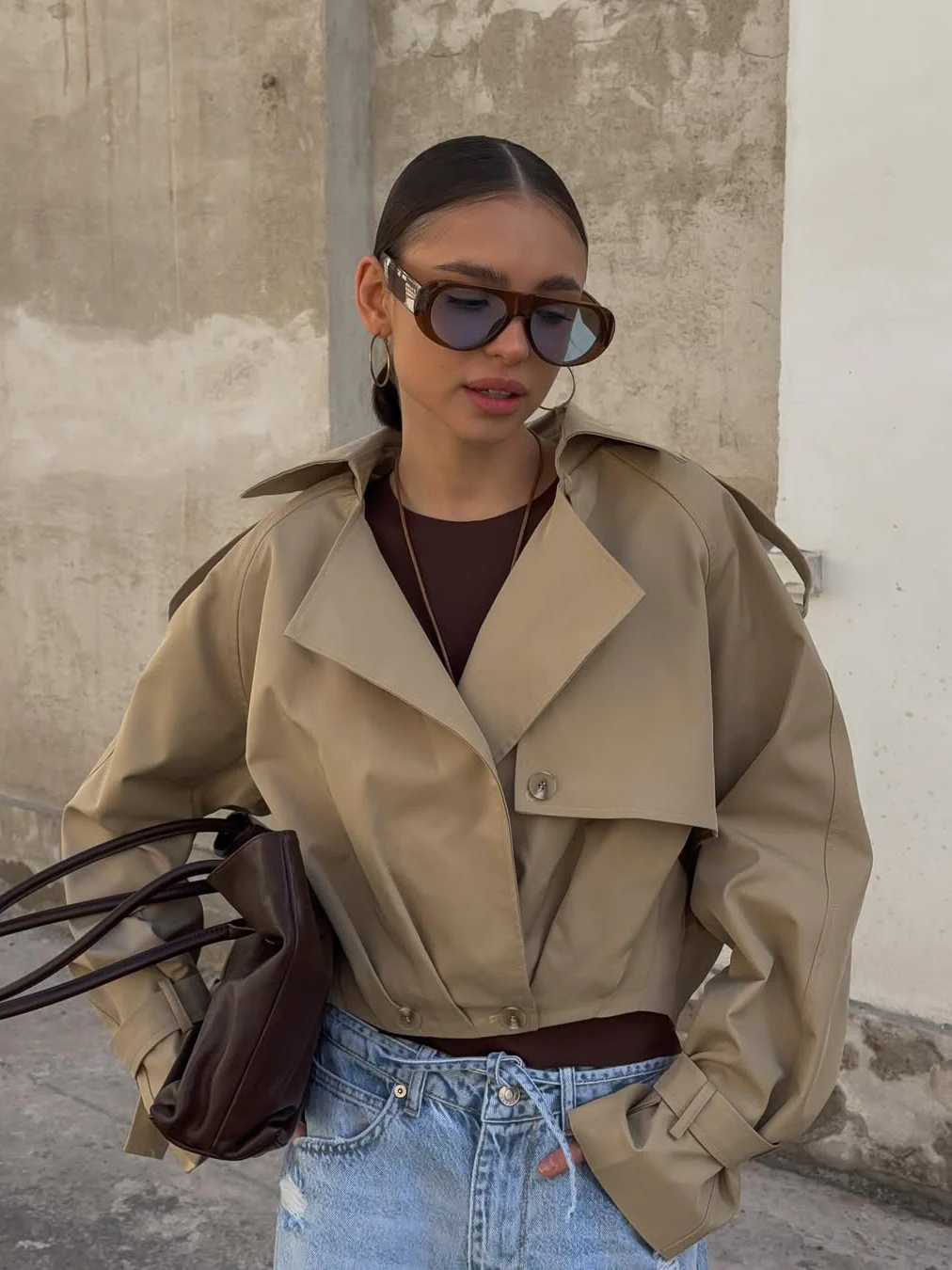 Loose-fitting short double-breasted jacket - Image 2