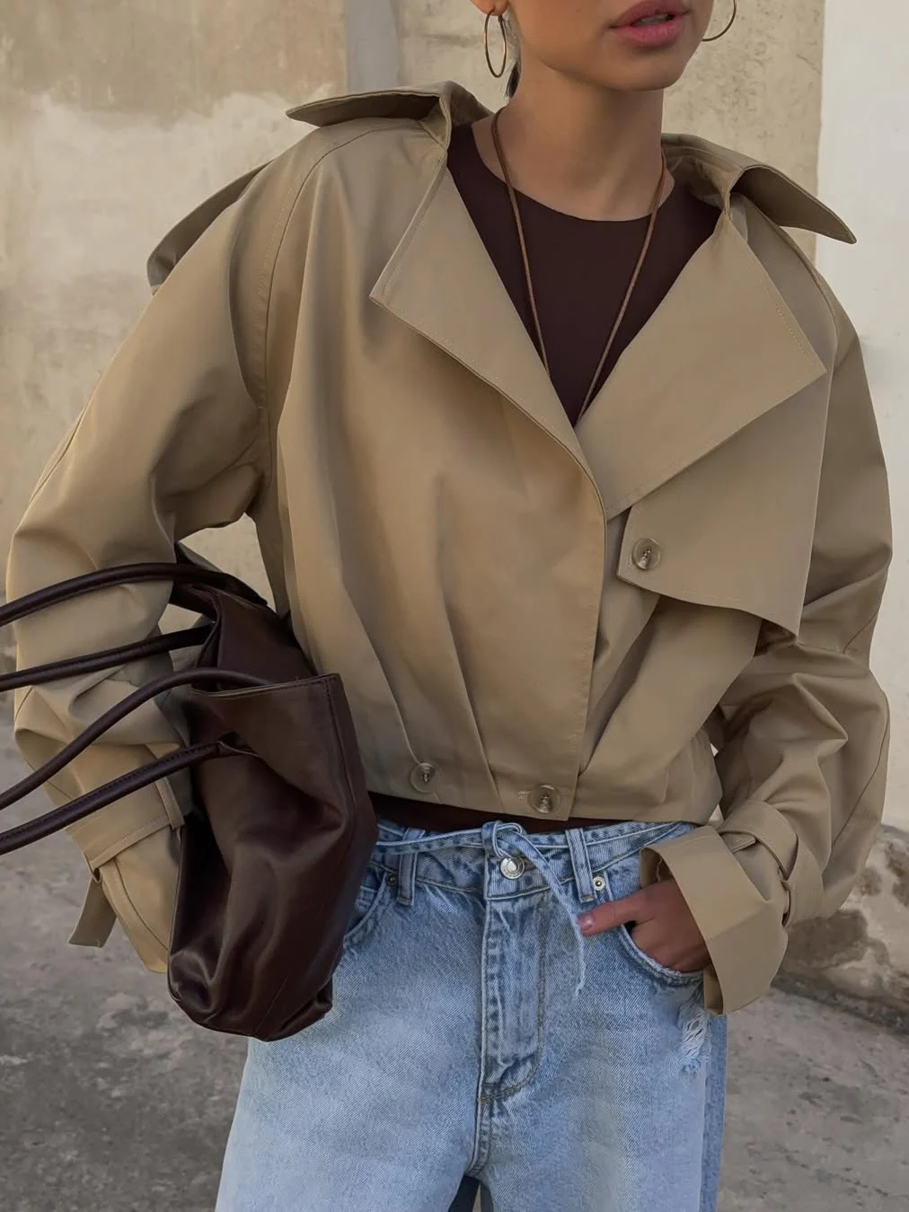 Loose-fitting short double-breasted jacket - Image 3