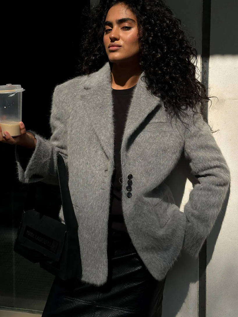 Loose Lapel Fluffy Jacket - Image 6