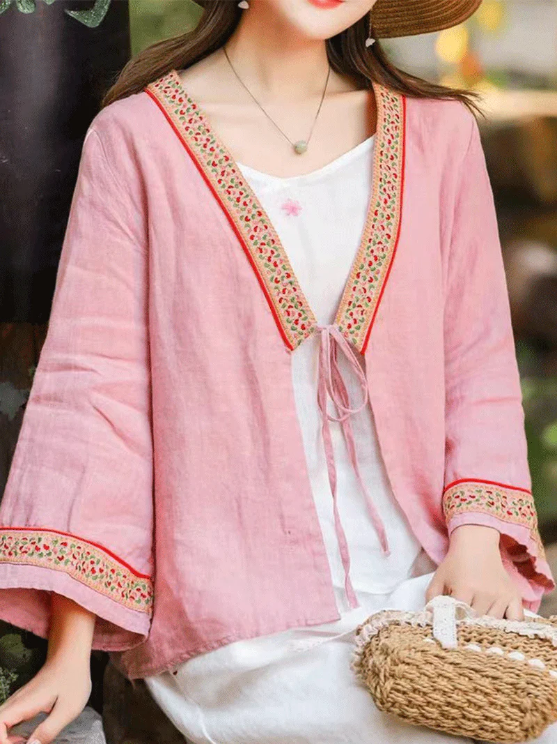 Love Yourself Embroidery lace-up Shirt Top - Image 10