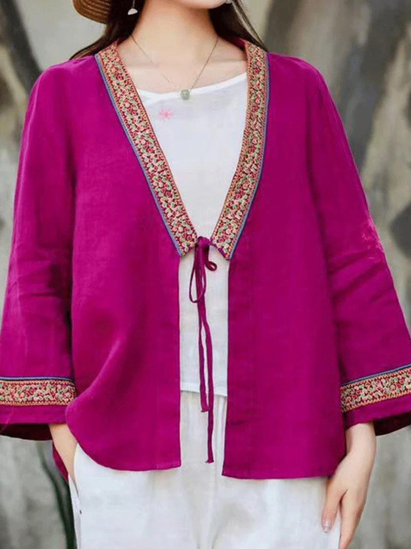 Love Yourself Embroidery lace-up Shirt Top - Image 3