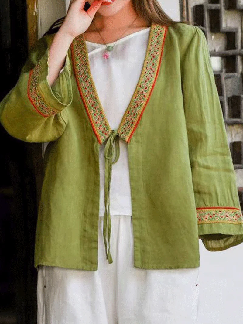 Love Yourself Embroidery lace-up Shirt Top - Image 5