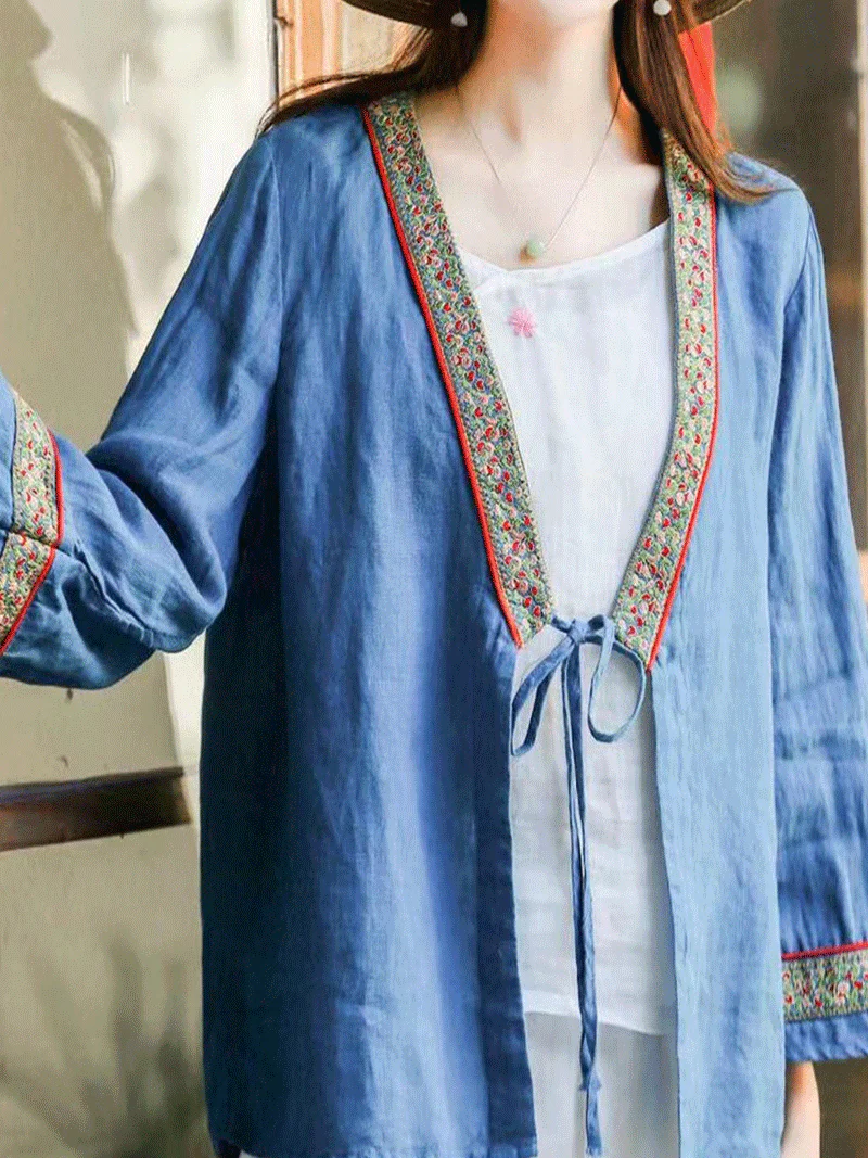 Love Yourself Embroidery lace-up Shirt Top - Image 6