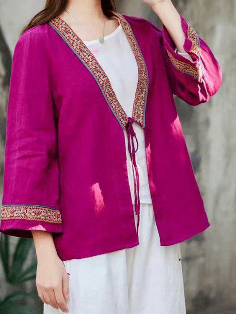 Love Yourself Embroidery lace-up Shirt Top - Image 7