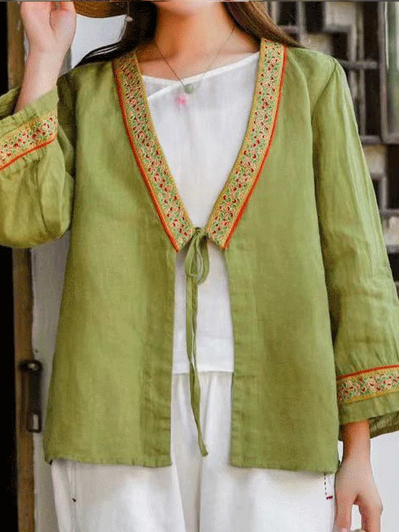 Love Yourself Embroidery lace-up Shirt Top - Image 9