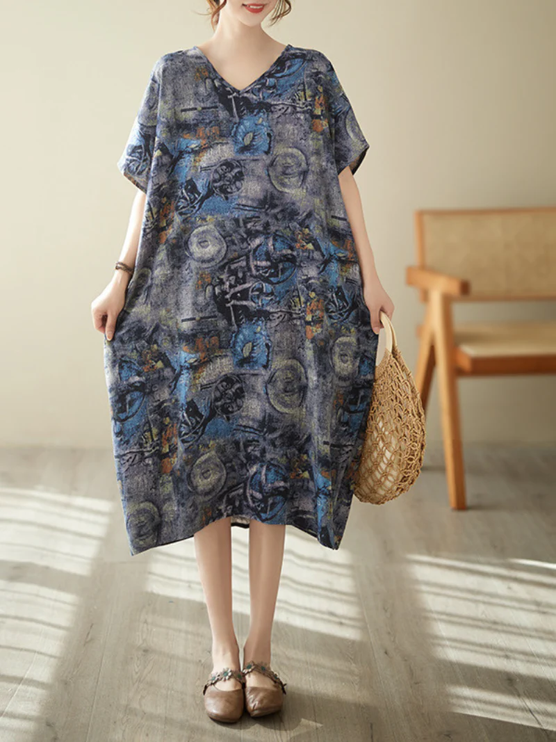 Love Yourself  Cotton V-neck Midi Dress - Image 3