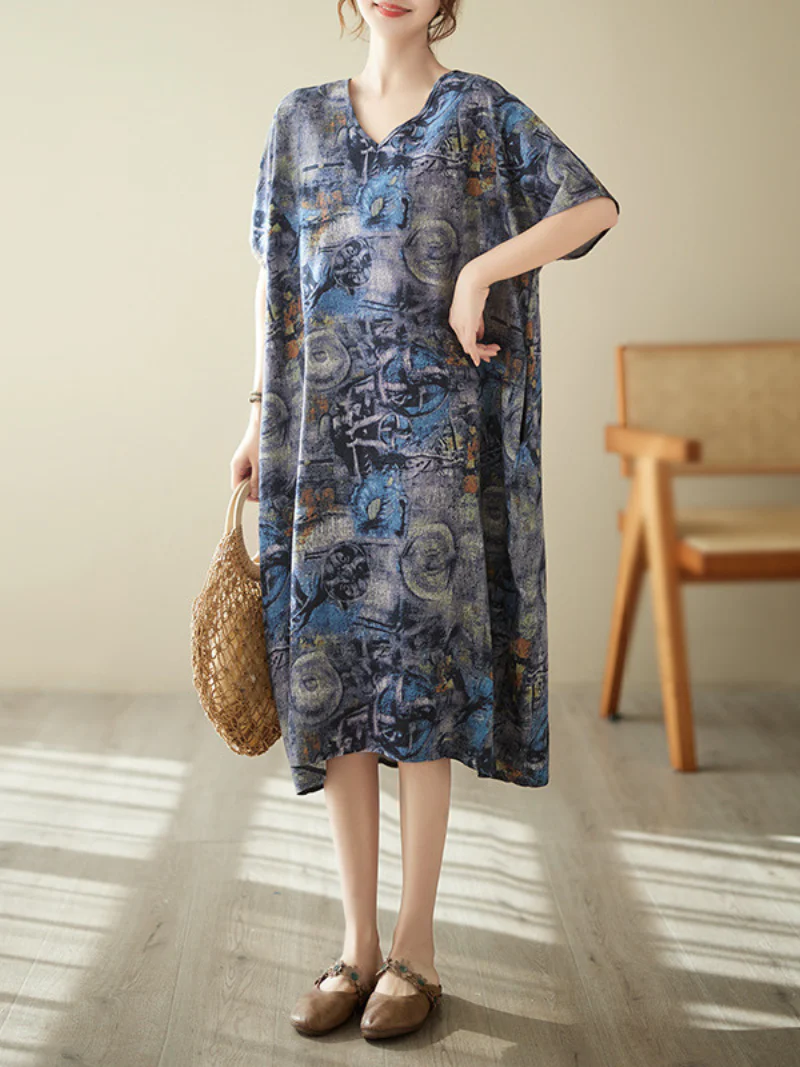 Love Yourself  Cotton V-neck Midi Dress - Image 5