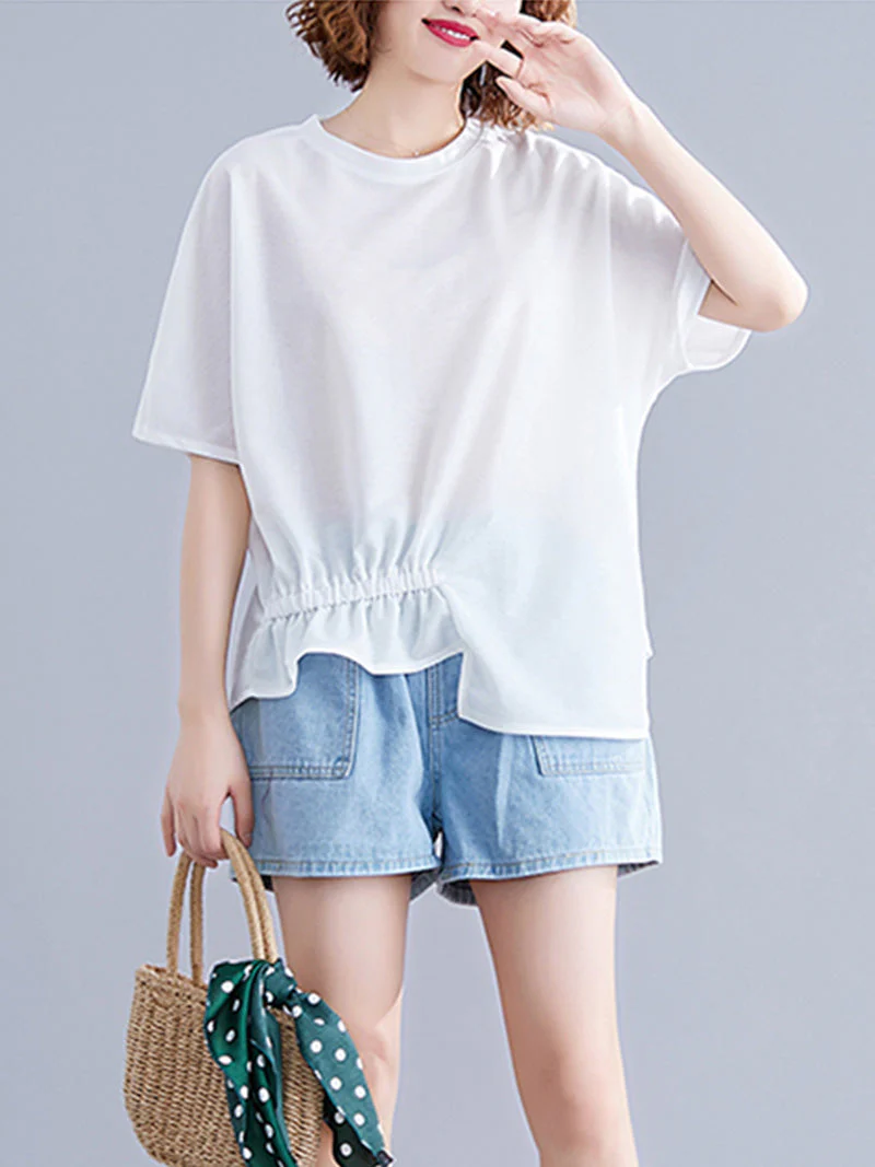 Lover's Leap Elastic Waist Style Basic Tops - Image 2