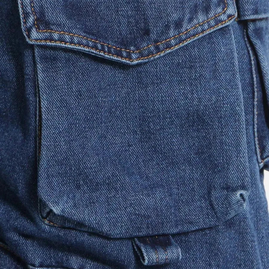 BLUE Low WaistED CARGO JEANS with Pockets - Image 5