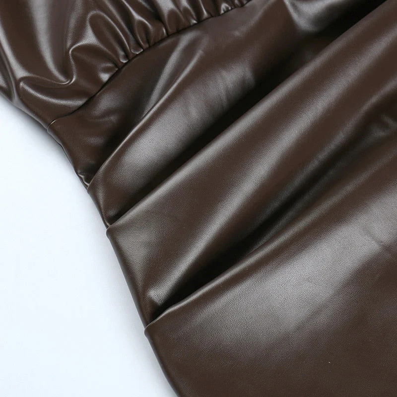 LUSY PU LEATHER Hollow Out Mini Dress - Image 11