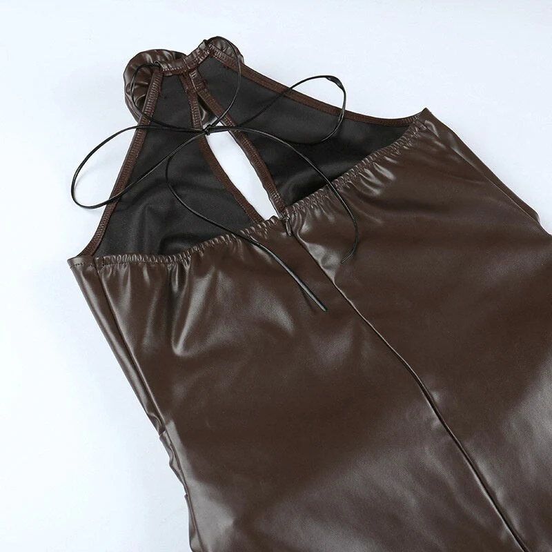 LUSY PU LEATHER Hollow Out Mini Dress - Image 9