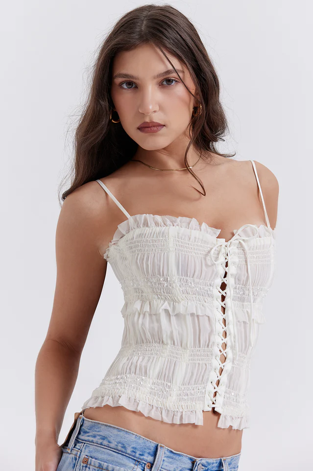 Lula Ivory Sequin Pleat Corset - Image 2