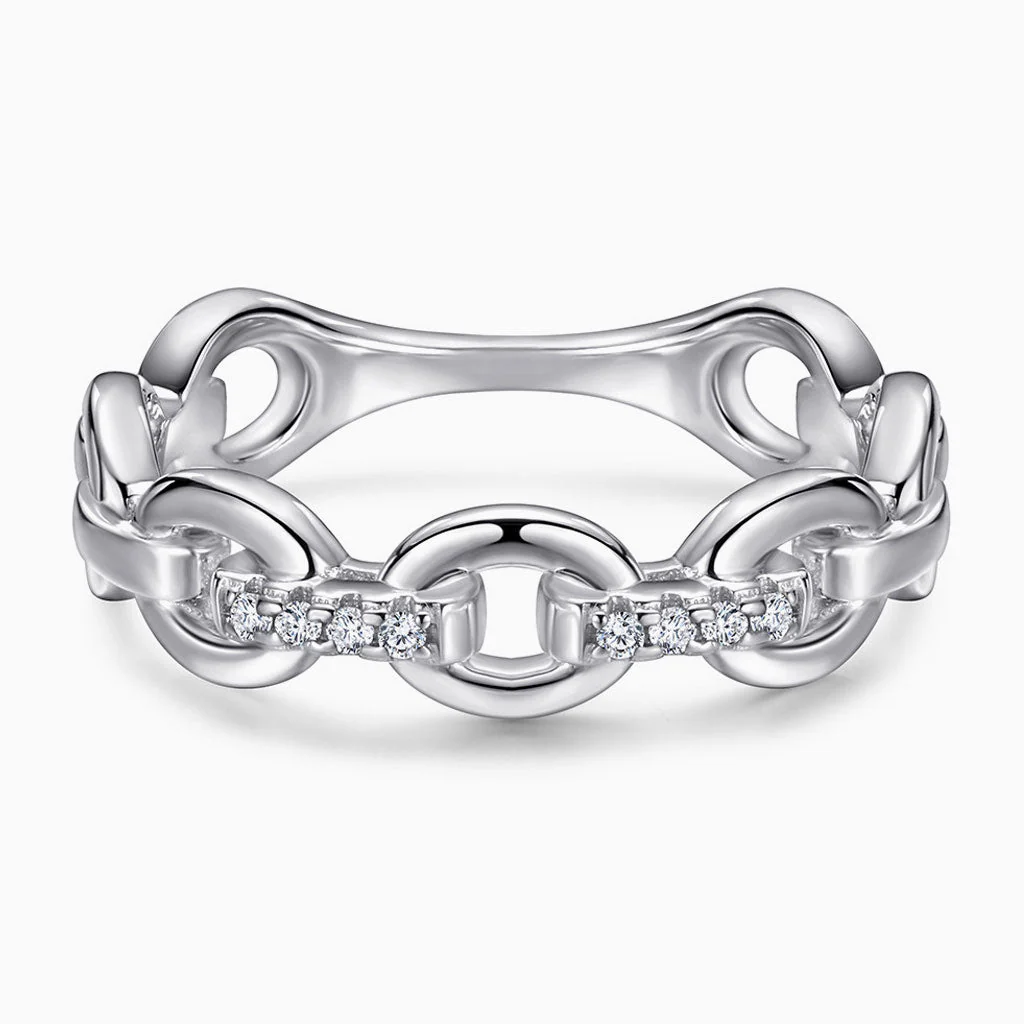 Luxurious Cubic Zirconia Pavé Interlocking Circle Sterling Silver Jewelry Set - Image 4