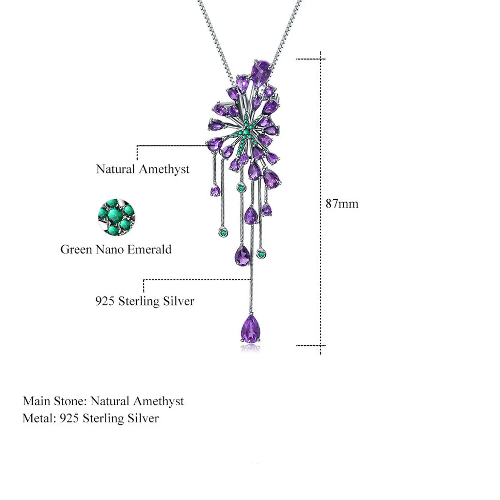 Luxury Green Nano Emerald Star Natural Amethyst Pendant NeckLace - Image 5