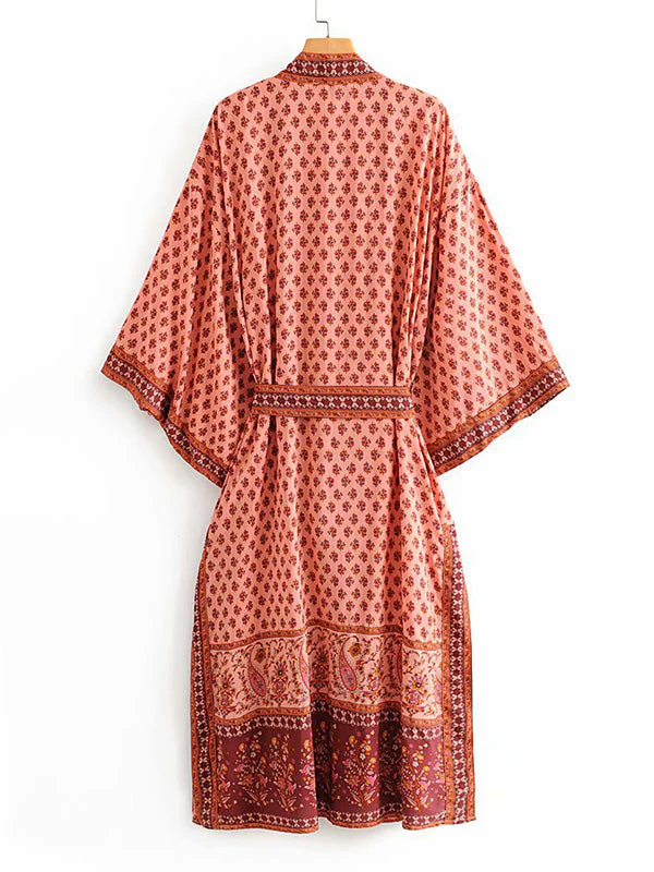 Nightwear Long Kimono Floral Printed Polyester Gown Kimono Robe - Image 2