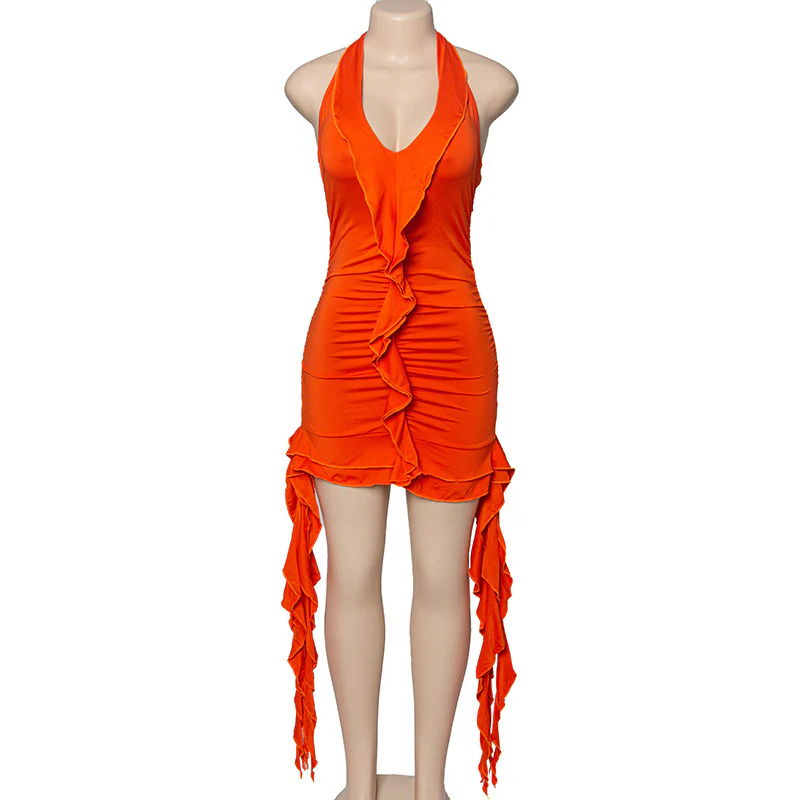 Magenta Ruffle Mini Dress - Image 16