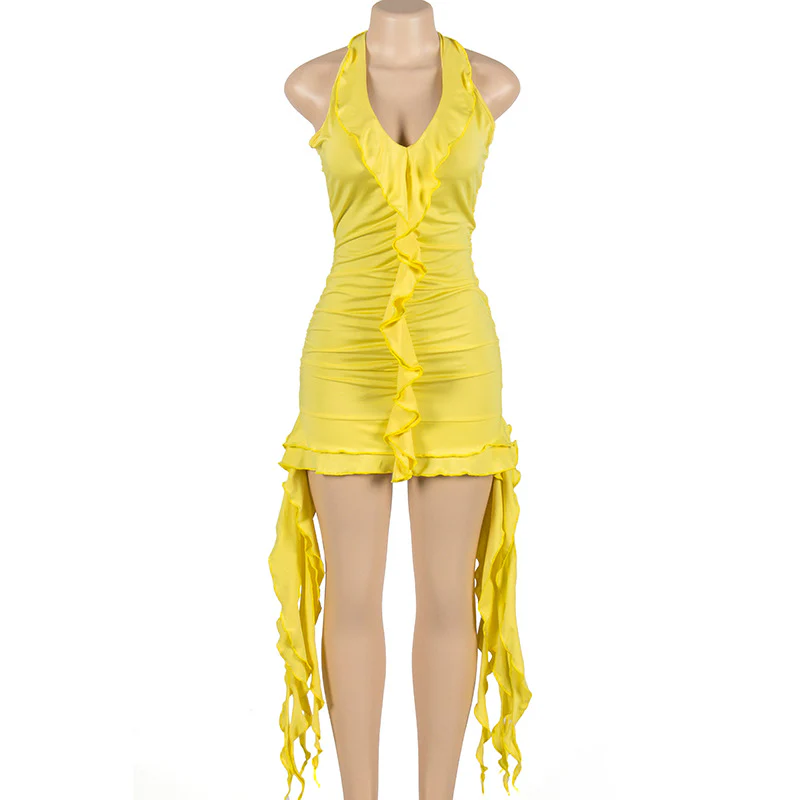 Magenta Ruffle Mini Dress - Image 23