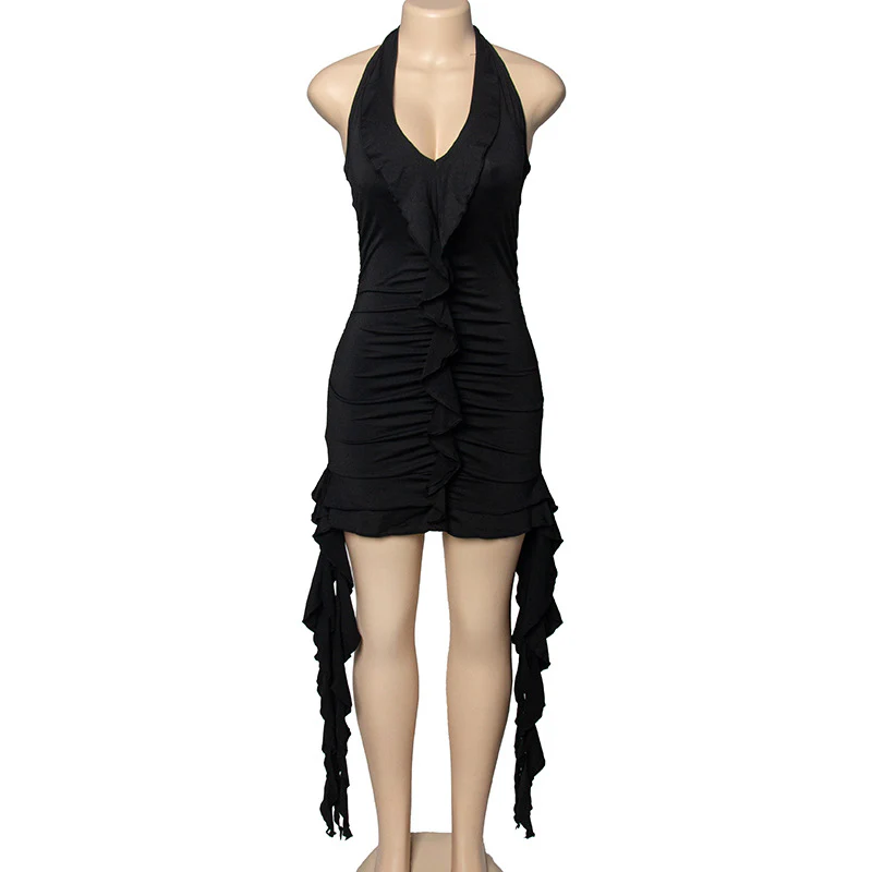 Magenta Ruffle Mini Dress - Image 4