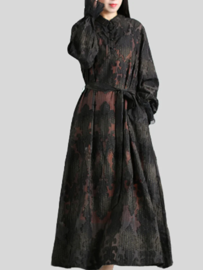 Make Me Smile Polo Collar Loose A-line Dress - Image 3