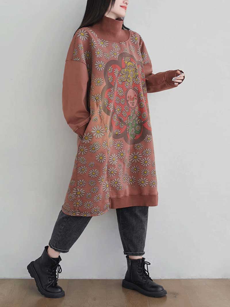 Make Your Dreams Printed Turtleneck Sweater Midi Dress - Image 10