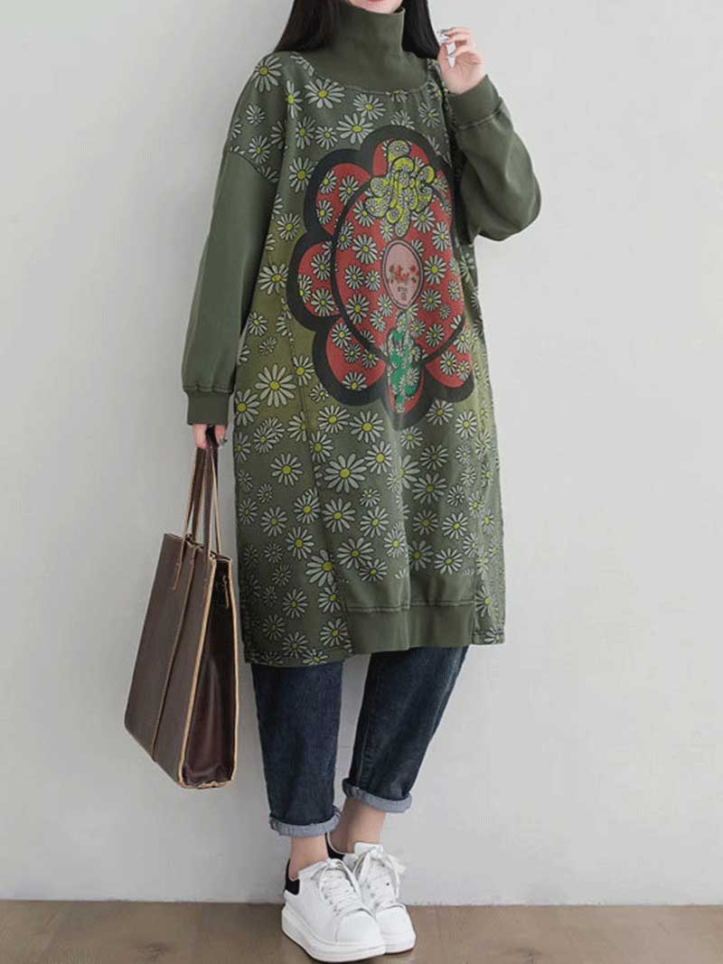 Make Your Dreams Printed Turtleneck Sweater Midi Dress - Image 12