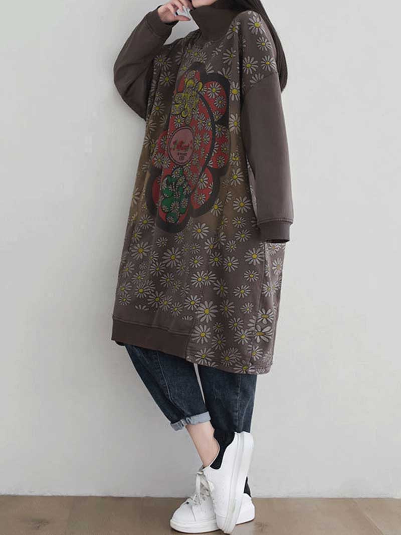 Make Your Dreams Printed Turtleneck Sweater Midi Dress - Image 13