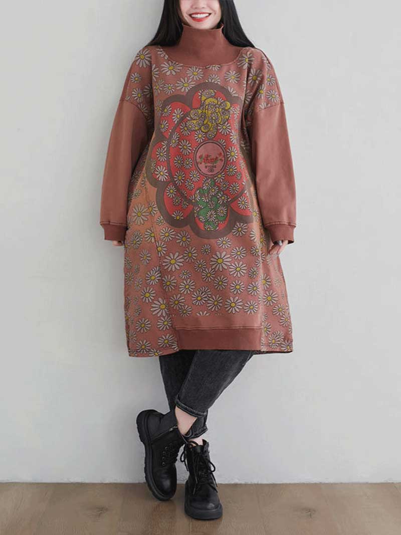 Make Your Dreams Printed Turtleneck Sweater Midi Dress - Image 2