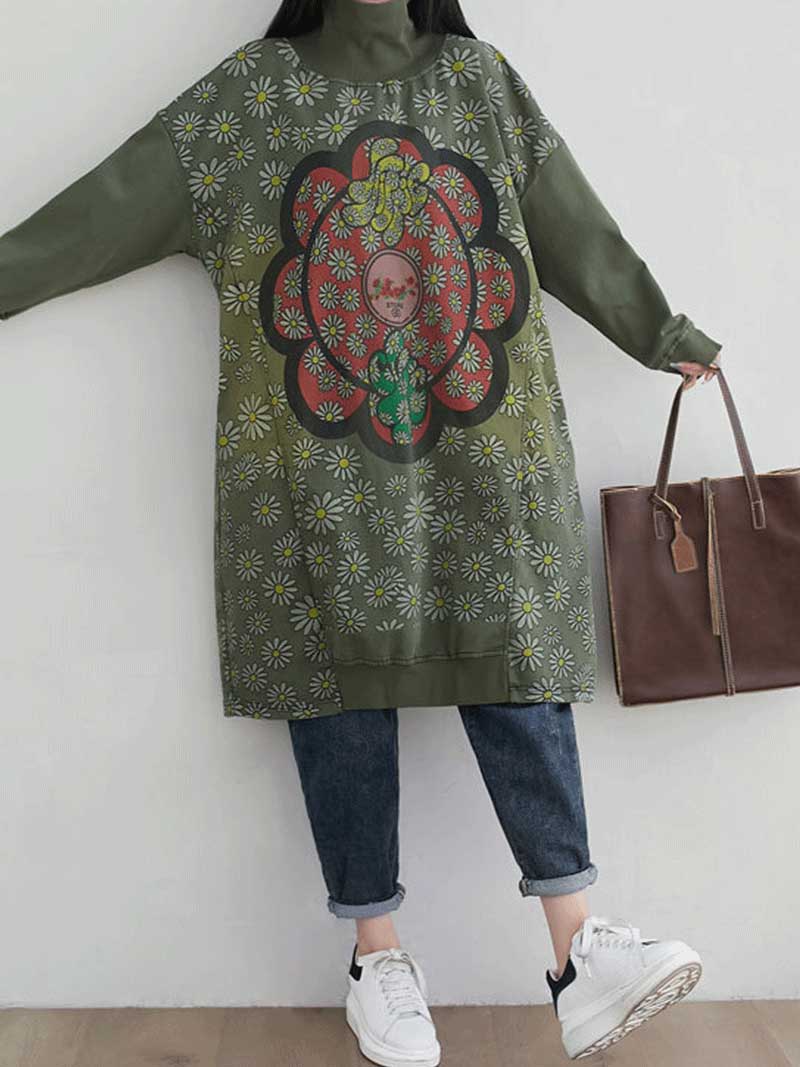 Make Your Dreams Printed Turtleneck Sweater Midi Dress - Image 7