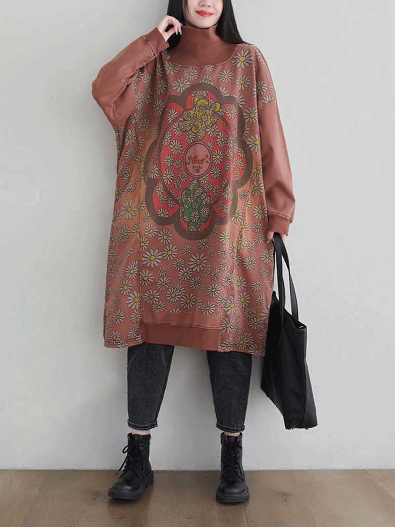 Make Your Dreams Printed Turtleneck Sweater Midi Dress - Image 8