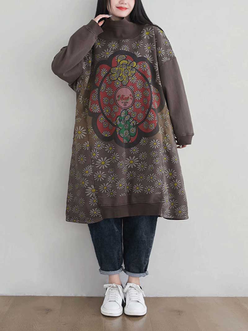 Make Your Dreams Printed Turtleneck Sweater Midi Dress - Image 9
