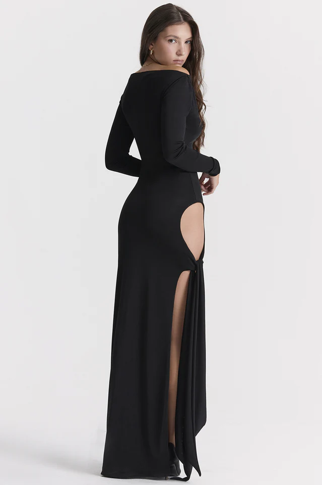 Marella Black Cutout Maxi Dress - Image 9