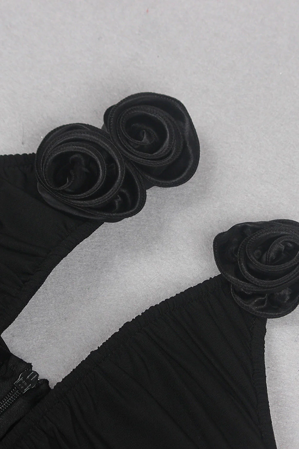 Maxi Dress with Roses - Black - Image 3
