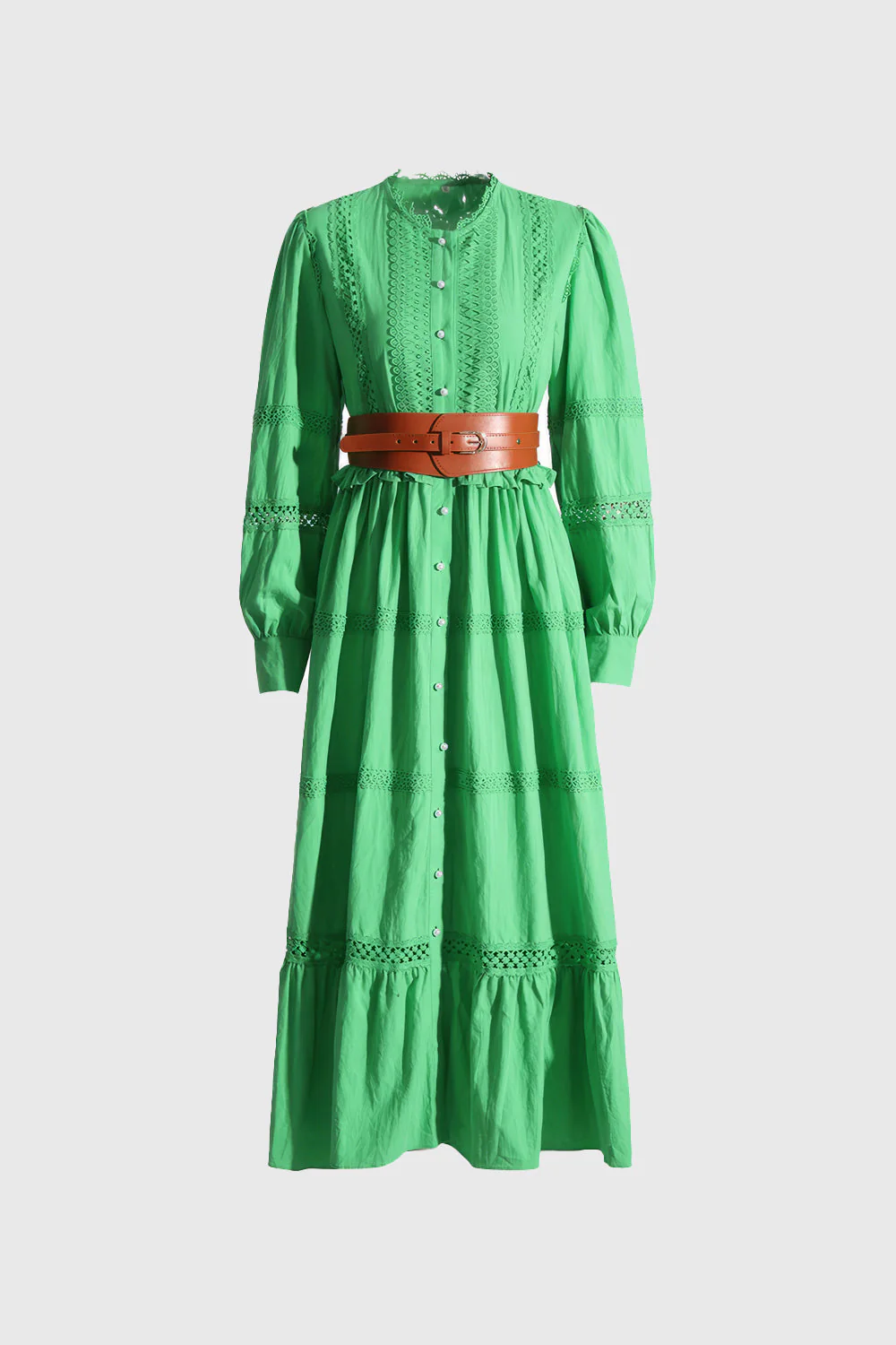 Maxi Dress with Ruffles - Green - Image 2