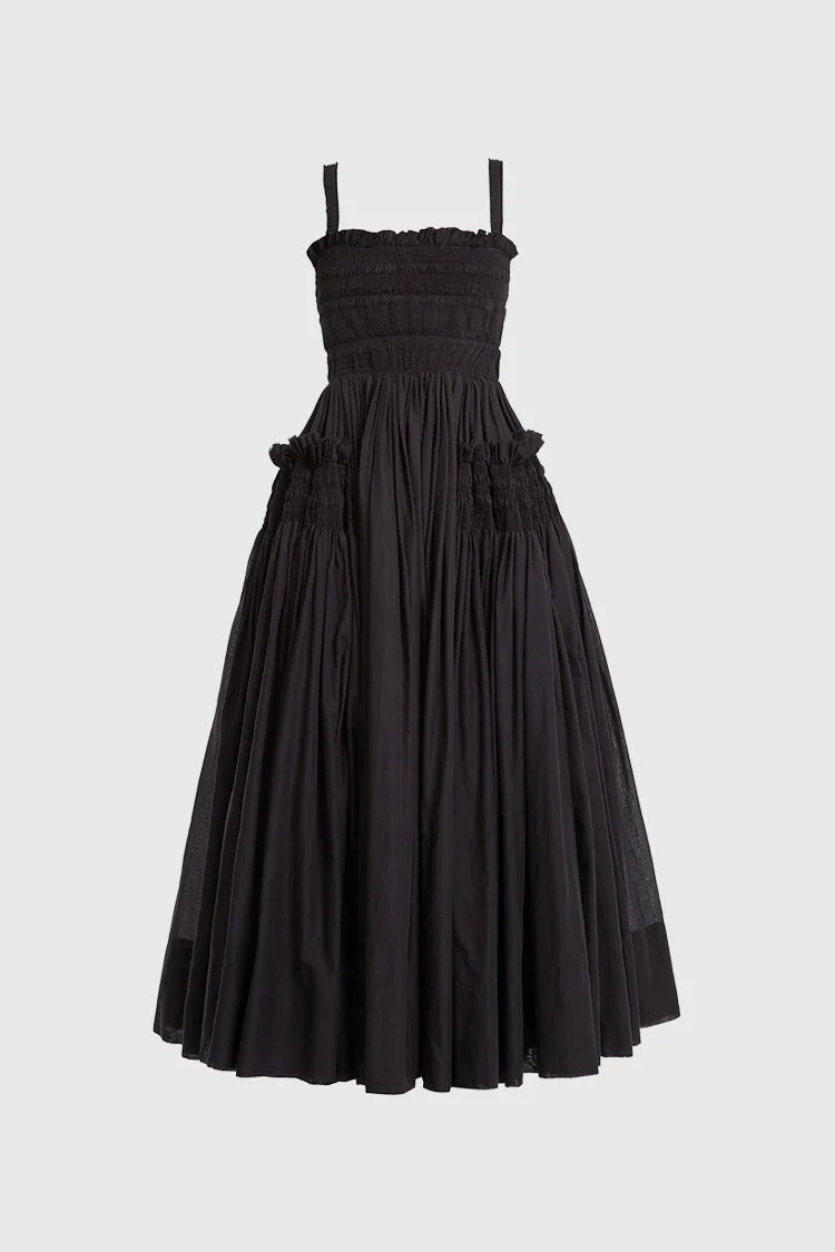 Maxi Dress with Square Neck - Black - Image 3