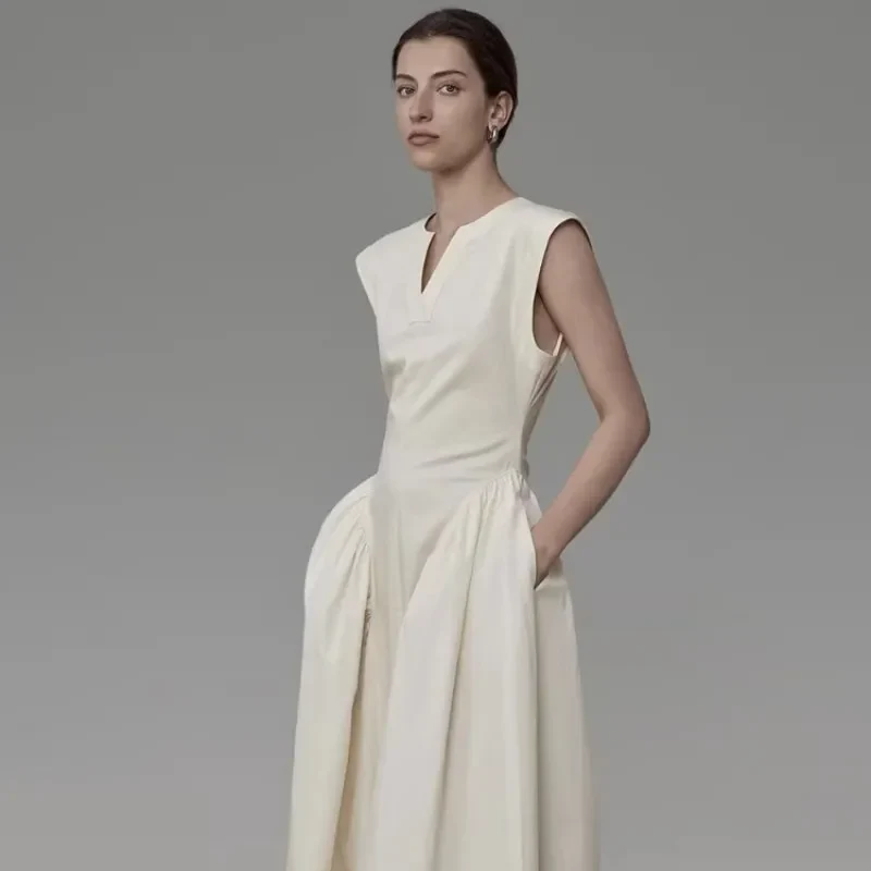 WHITE MAXI Dress with STRAIGHT SHOULDERS - Image 2