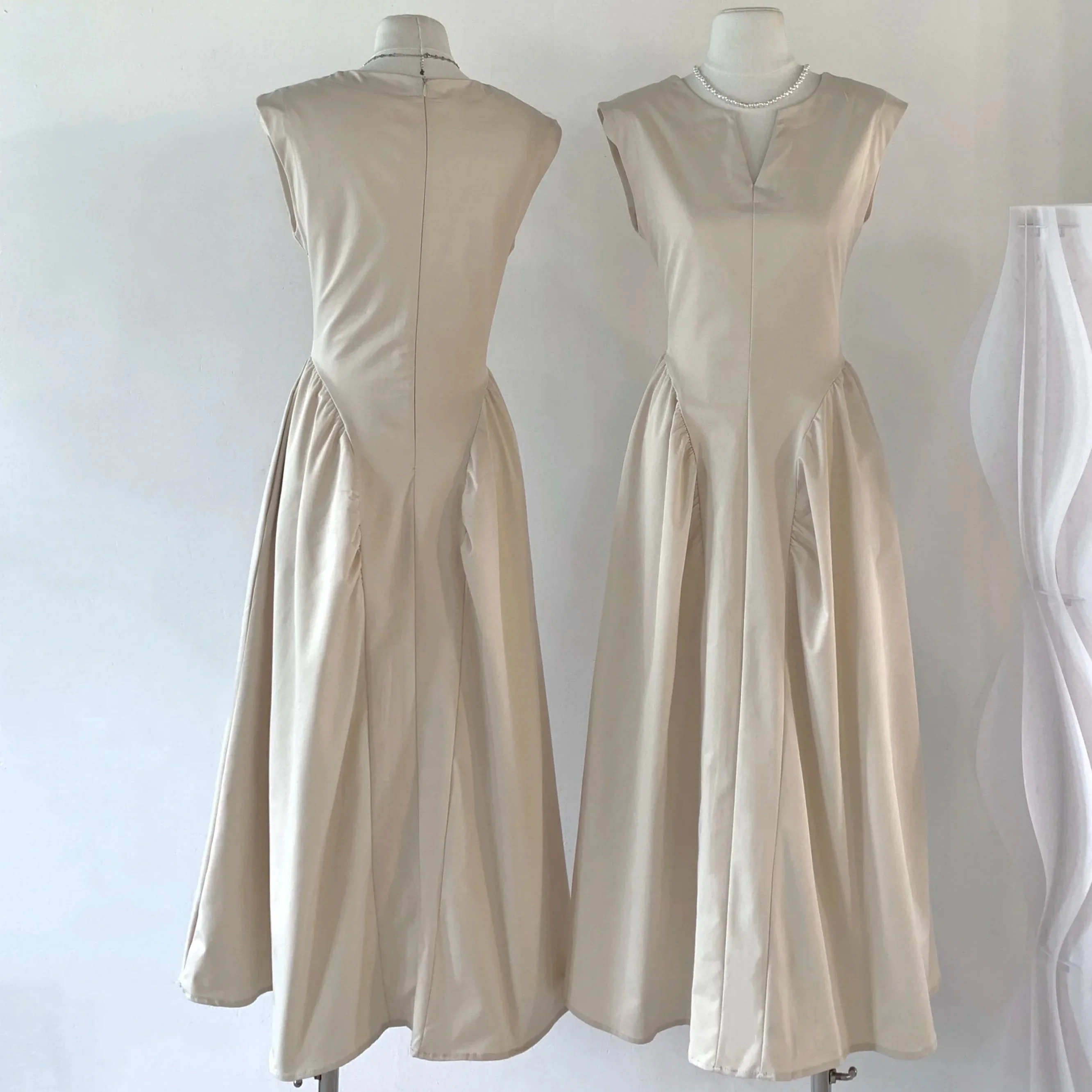 WHITE MAXI Dress with STRAIGHT SHOULDERS - Image 5
