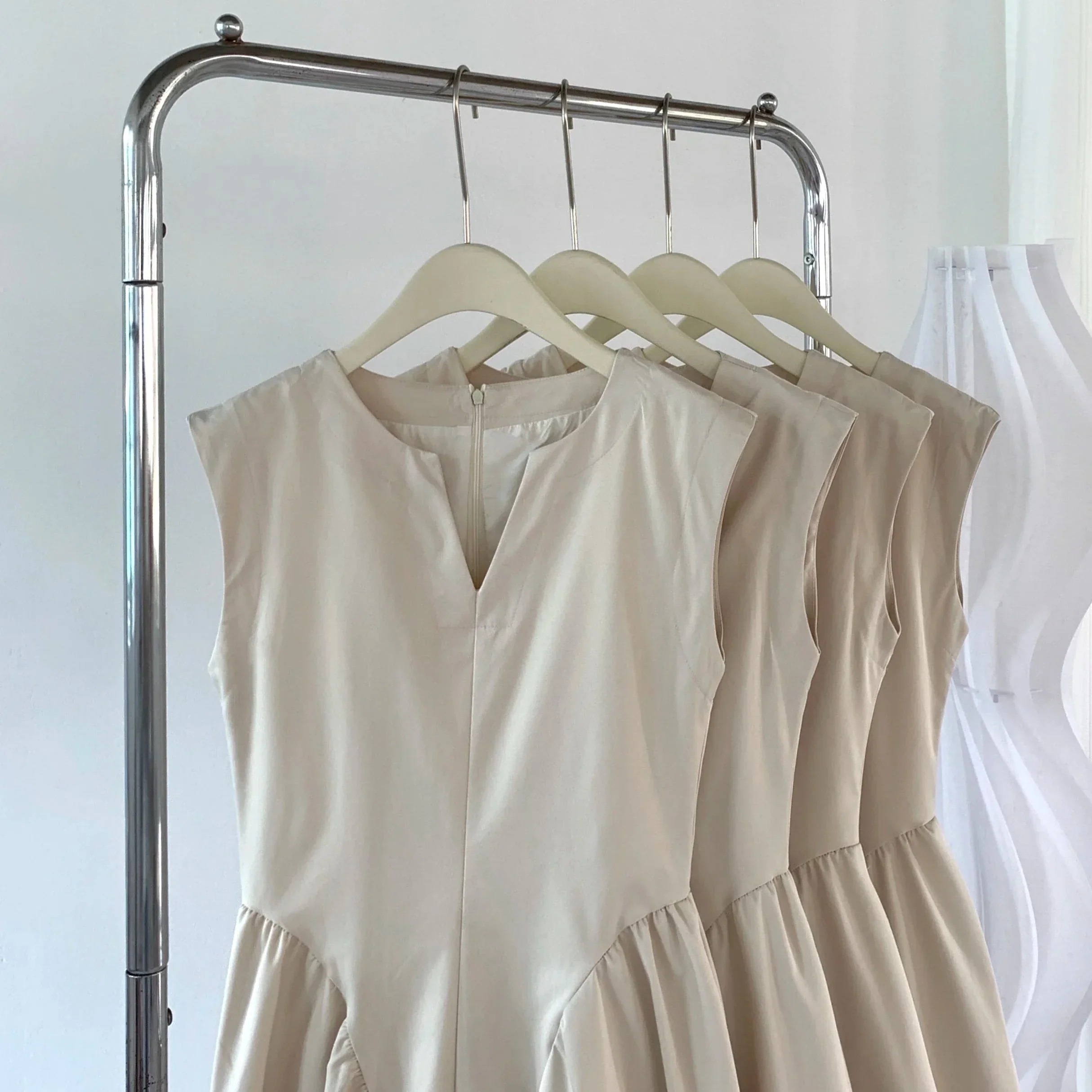 WHITE MAXI Dress with STRAIGHT SHOULDERS - Image 6