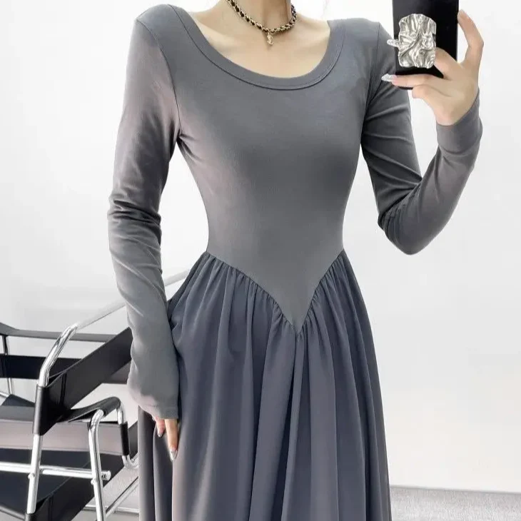 GREY MAXI Dress with V WaistLINE - Image 5