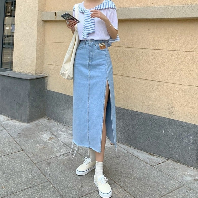 MOE MAXI JEANS SIDE SLIT Skirt - Image 10