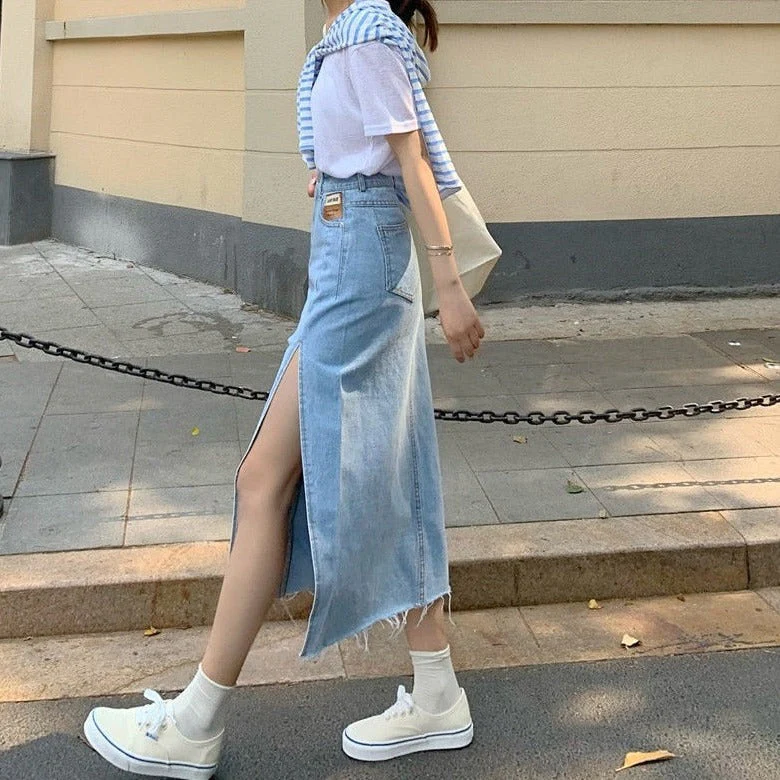 MOE MAXI JEANS SIDE SLIT Skirt - Image 11