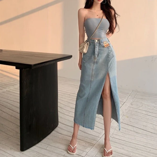 MOE MAXI JEANS SIDE SLIT Skirt - Image 4