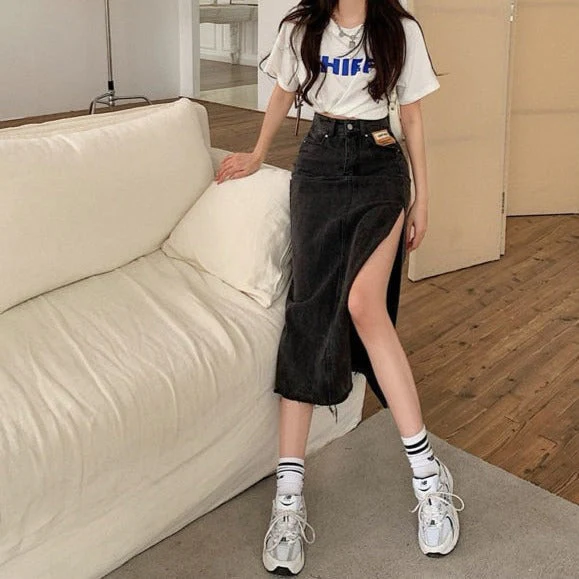 MOE MAXI JEANS SIDE SLIT Skirt - Image 6