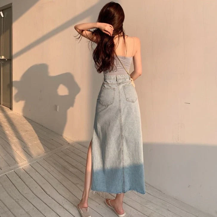 MOE MAXI JEANS SIDE SLIT Skirt - Image 9